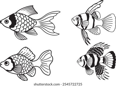 Beautiful aquarium fish with illustration