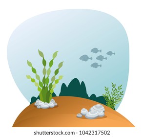 beautiful aquarium scene icon