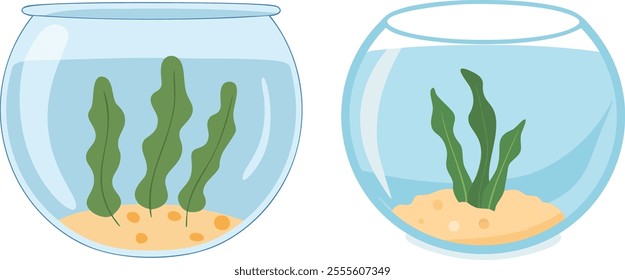 Beautiful aquarium vector illustration with  plant in water 