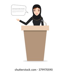 Beautiful arab woman the east on podium stage. business character.