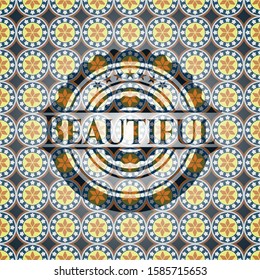 Beautiful arabesque style badge. arabic decoration.