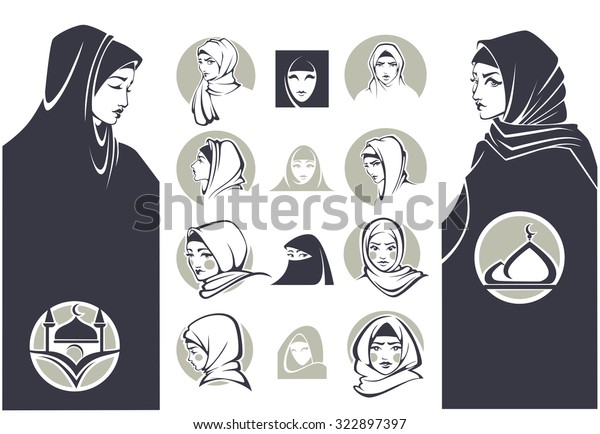 Beautiful Arabian Girls Collection Stock Vector (Royalty Free) 322897397