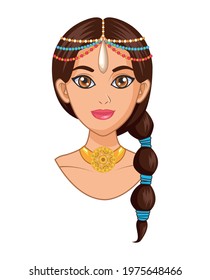 beautiful arabic bride head isolated icon