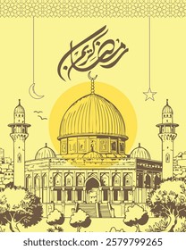 Beautiful Arabic calligraphy – Ramadan typography – Al-Aqsa Mosque – Ideal for branding and social media.