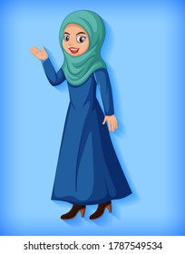 Beautiful arabic lady cartoon character illustration