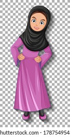 Beautiful arabic lady cartoon character illustration