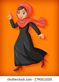 Beautiful arabic lady cartoon character illustration