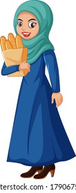 Beautiful arabic lady cartoon character illustration