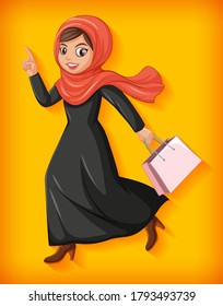 Beautiful arabic lady cartoon character illustration