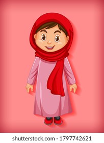 Beautiful arabic lady cartoon character illustration