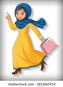 Beautiful arabic lady cartoon character illustration