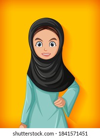 Beautiful Arabic Lady Cartoon Character Illustration Stock Vector