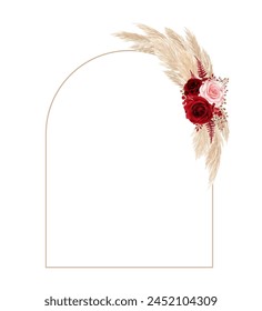 Beautiful arch frame with dry pampas grass and roses