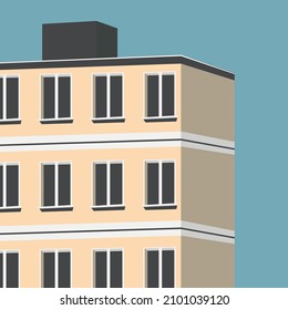 Beautiful architecture,2D isometric illustration with unusual composition. Beautiful image of facades and rooms. High-rise buildings and residential buildings. Offices and commercial premises