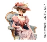 beautiful aristocrat 1910 classic historical respectable lady in watercolor