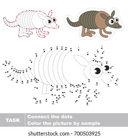 Beautiful Armadillo. Dot to dot educational game for kids.