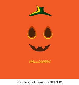 Beautiful art creative colorful halloween holiday wallpaper vector illustration of cover with orange pumpkin smile and text on one color background