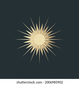 Beautiful art deco sun element (20s). An elegant illustration for the decoration and design of pages and postcards. Beautiful elegant clipart for logo, poster, sticker, wrapping paper.  Vector EPS 10