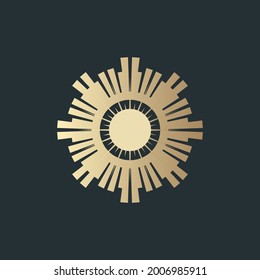 Beautiful art deco sun element (20s). An elegant illustration for the decoration and design of pages and postcards. Beautiful elegant clipart for logo, poster, sticker, wrapping paper.  Vector EPS 10