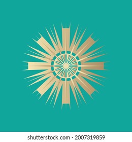 Beautiful art deco sun element (20s). An elegant illustration for the decoration and design of pages and postcards. Beautiful elegant clipart for logo, poster, sticker, wrapping paper.  Vector EPS 10