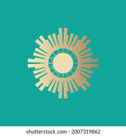 Beautiful art deco sun element (20s). An elegant illustration for the decoration and design of pages and postcards. Beautiful elegant clipart for logo, poster, sticker, wrapping paper.  Vector EPS 10