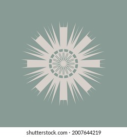 Beautiful art deco sun element (20s). An elegant illustration for the decoration and design of pages and postcards. Beautiful elegant clipart for logotype, poster, sticker.  Vector EPS 10