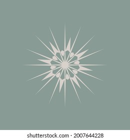 Hermoso elemento solar art deco (años 20). Una elegante ilustración para la decoración y el diseño de páginas y postales. Hermoso y elegante clipart para logotipo, afiche, pegatina.  EPS vectorial 10