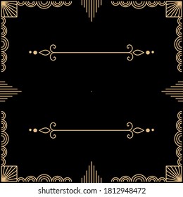 Beautiful Art Deco vector template, set of 20s style elements