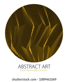 Beautiful art element, linear texture of surface or textile in a shape of circle. Vector abstract 3d perspective background for layouts, posters, banners, print and web. Cool and motional.
