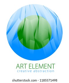 Beautiful art element, linear texture of surface or textile in a shape of circle. Vector abstract 3d perspective background for layouts, posters, banners, print and web. Cool and motional.