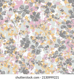 The beautiful of art fabric Batik Pattern, Seamless pattern. Casually drawn flowers. The grey pink textured flower  background consists of five-rayed figures.