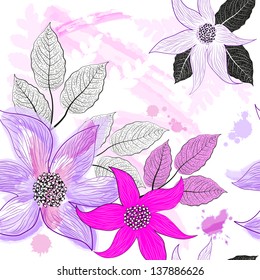 Beautiful art seamless floral pattern