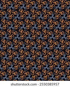 Beautiful art seamless pattern with curls. Vector illustration for print, fabric, cover, packaging, interior decor, blog decoration and other your projects.
