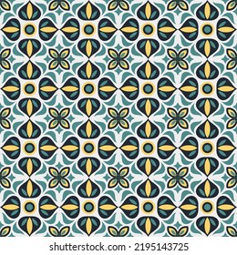 Beautiful art seamless pattern. Overlapping art forms, stripes, polygons, segments are grouped and arranged in a certain order. Vector. 