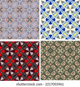 Beautiful art seamless pattern. Overlapping art forms, stripes, polygons, segments are grouped and arranged in a certain order. Vector set.