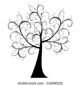 Hermoso árbol de arte aislado en fondo blanco