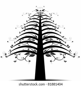 Hermoso árbol de arte aislado en fondo blanco