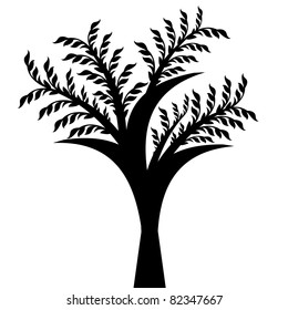 Hermoso árbol de arte aislado en fondo blanco