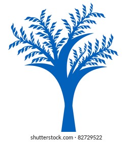 Hermoso árbol de arte aislado en fondo blanco