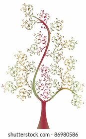Hermoso árbol de arte aislado en fondo blanco