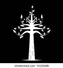 Beautiful art tree isolated on black background