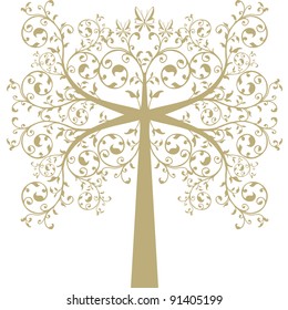 Hermoso árbol de arte aislado en fondo blanco