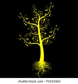 Beautiful art tree isolated on black background