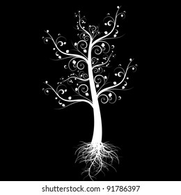 Beautiful art tree isolated on black background