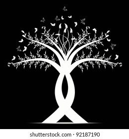 Hermoso árbol de arte aislado en fondo negro