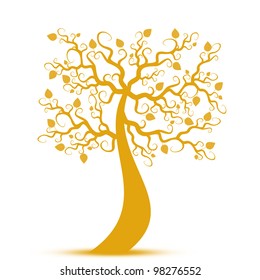 Hermoso árbol de arte aislado en fondo blanco