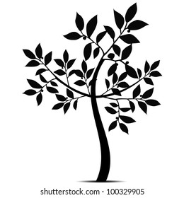 Beautiful art tree silhouette isolated on white background