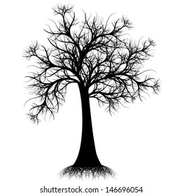 Beautiful art tree silhouette isolated on white background 
