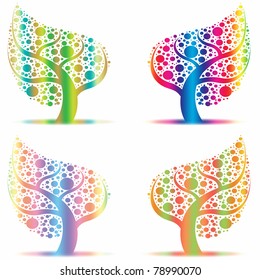 Beautiful art trees collection on white background