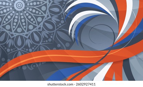 Beautiful art wallpaper with stripes and mandala. A beautiful illustration for interior decoration, corporate designs, blogs, postcards, posters and your other projects. Vector. 